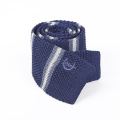 Fish Embroidery Mens Blue Wool Custom Knit Tie with Flat End